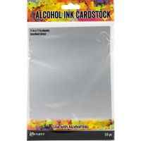 Ranger - Tim Holtz Alcohol Ink Cardstock 5"X7" 10/Pkg - Brushed Silver